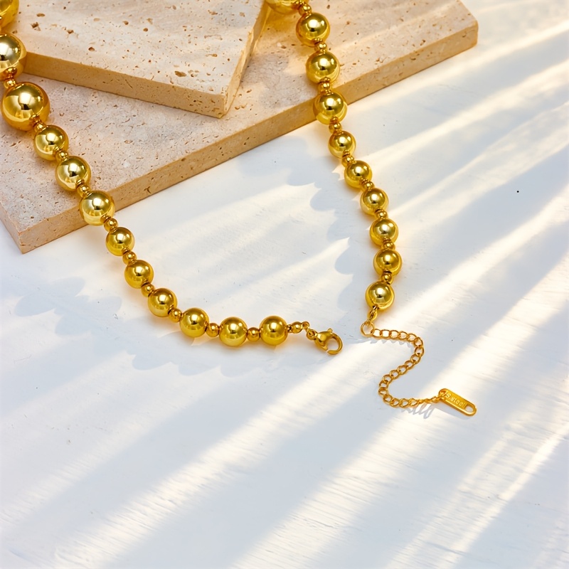 Punk Golden Ball Stainless Steel Necklace, Unisex